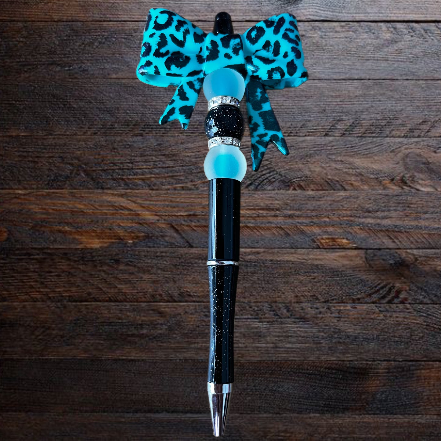 Teal Leopard Bow