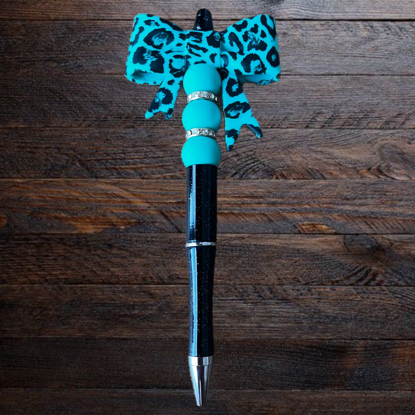 Teal Leopard Luxe Bow