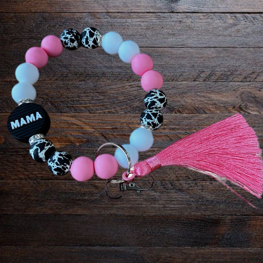 Pretty In Pink Mama Beaded Wristlet